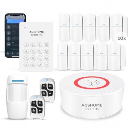 AGSHOME Alarme Maison sans Fil 15 Pack WiFi Alarme Sécurité Système Cambrioleur sans Fil 120DB, Kits de sécurité pour la Mais